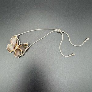 925 Sterling Silver and carved Baltic Amber Butterfly Bracelet